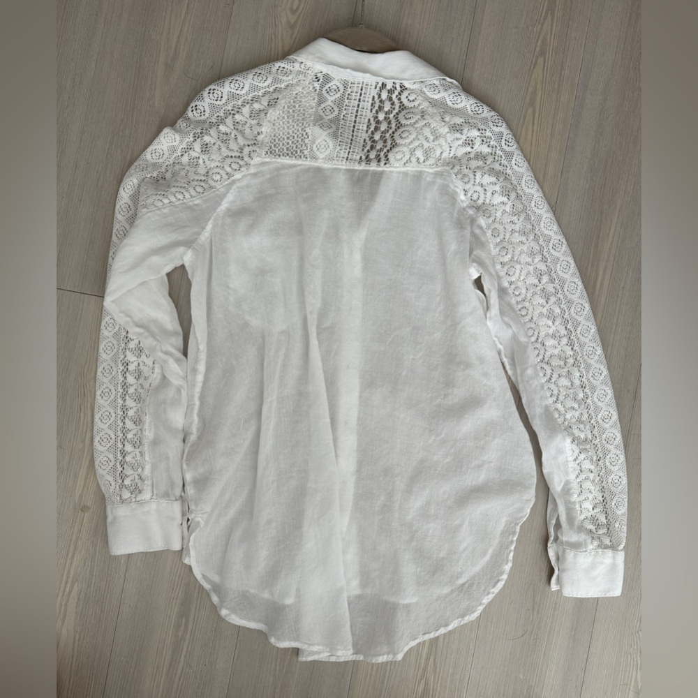 Anthropology Holding Horses Lace Long Sleeve Cotton Blend Shirt Size S - Picture 15 of 16